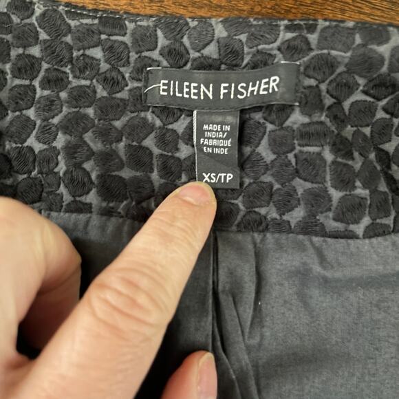 Eileen Fisher Embroidered Squares Open Front Crop Blazer Jacket Black Size XS - Picture 4 of 5